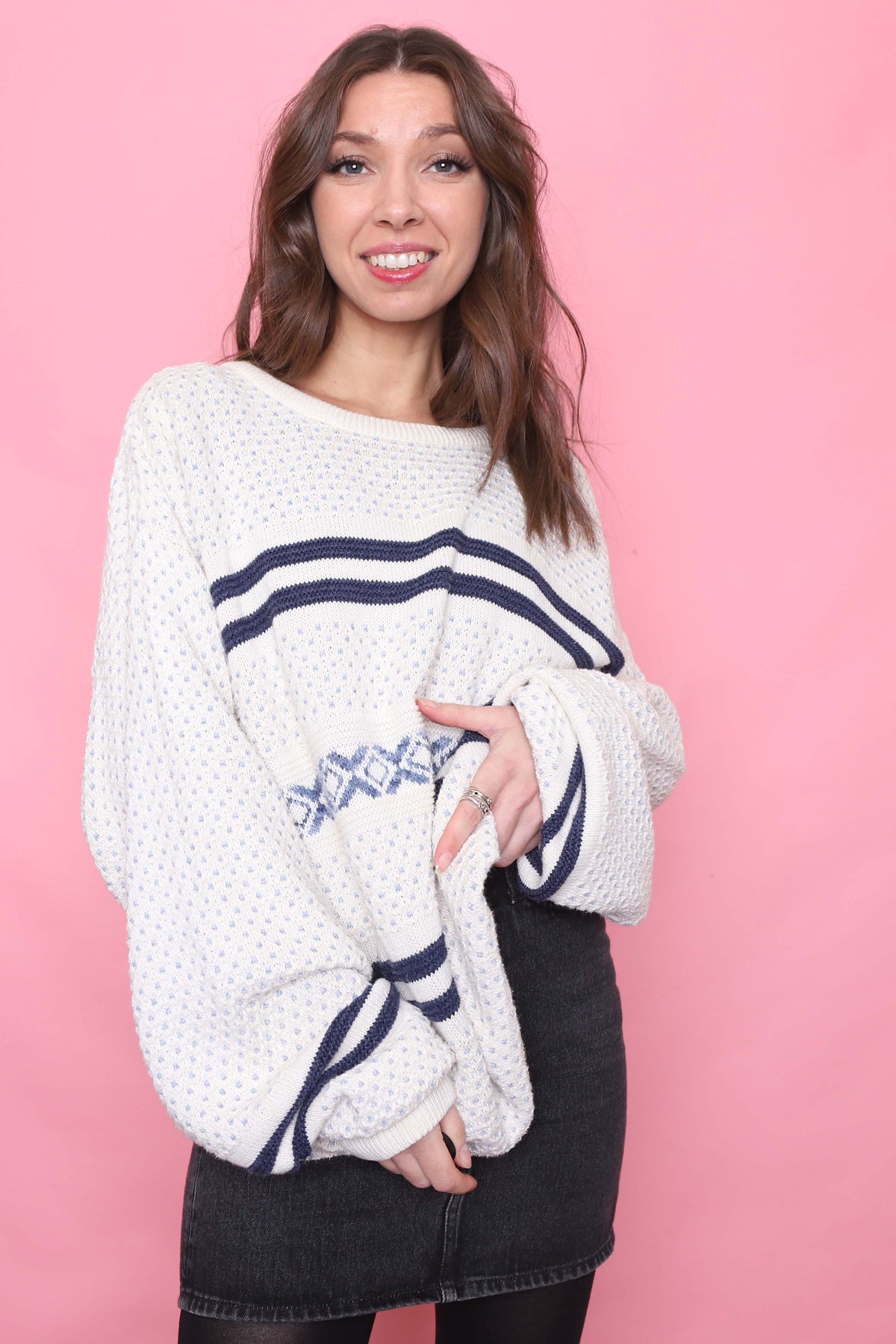 Vintage Patterned Knitted Jumper