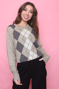 Vintage Argyle Pattern Knitted Jumper