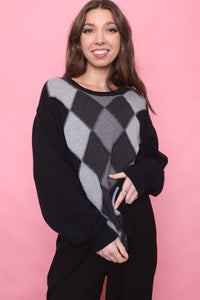 Vintage Argyle Pattern Knitted Jumper