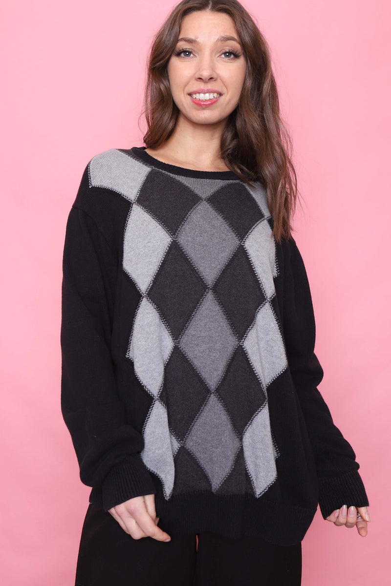 Vintage Argyle Pattern Knitted Jumper