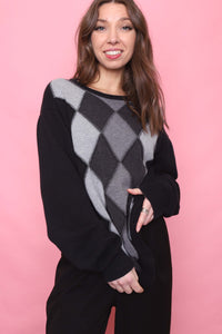 Vintage Argyle Pattern Knitted Jumper