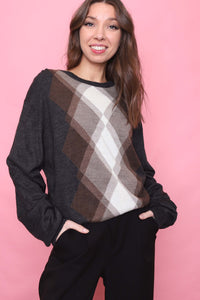 Vintage Argyle Pattern Knitted Jumper