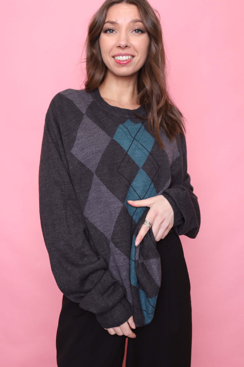 Vintage Argyle Pattern Knitted Jumper