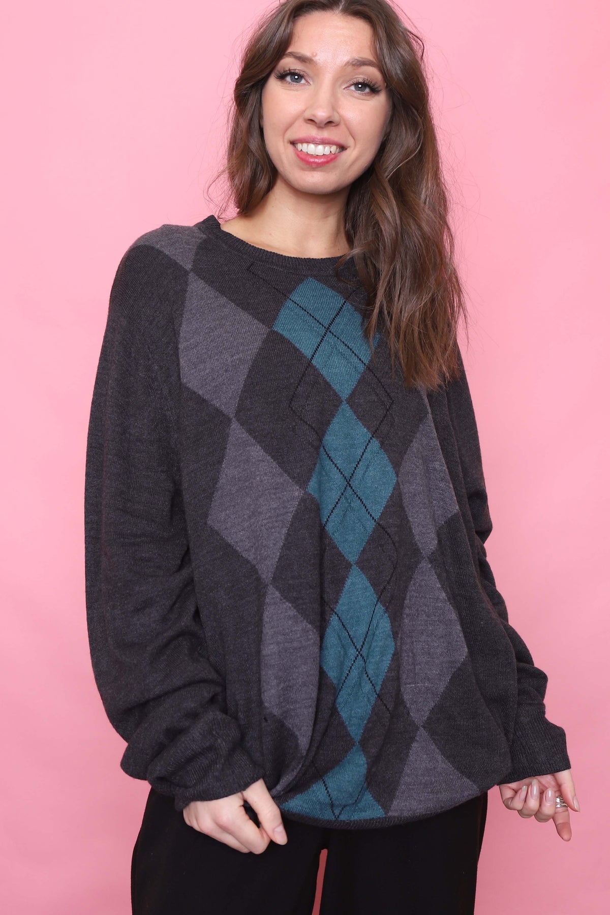 Vintage Argyle Pattern Knitted Jumper