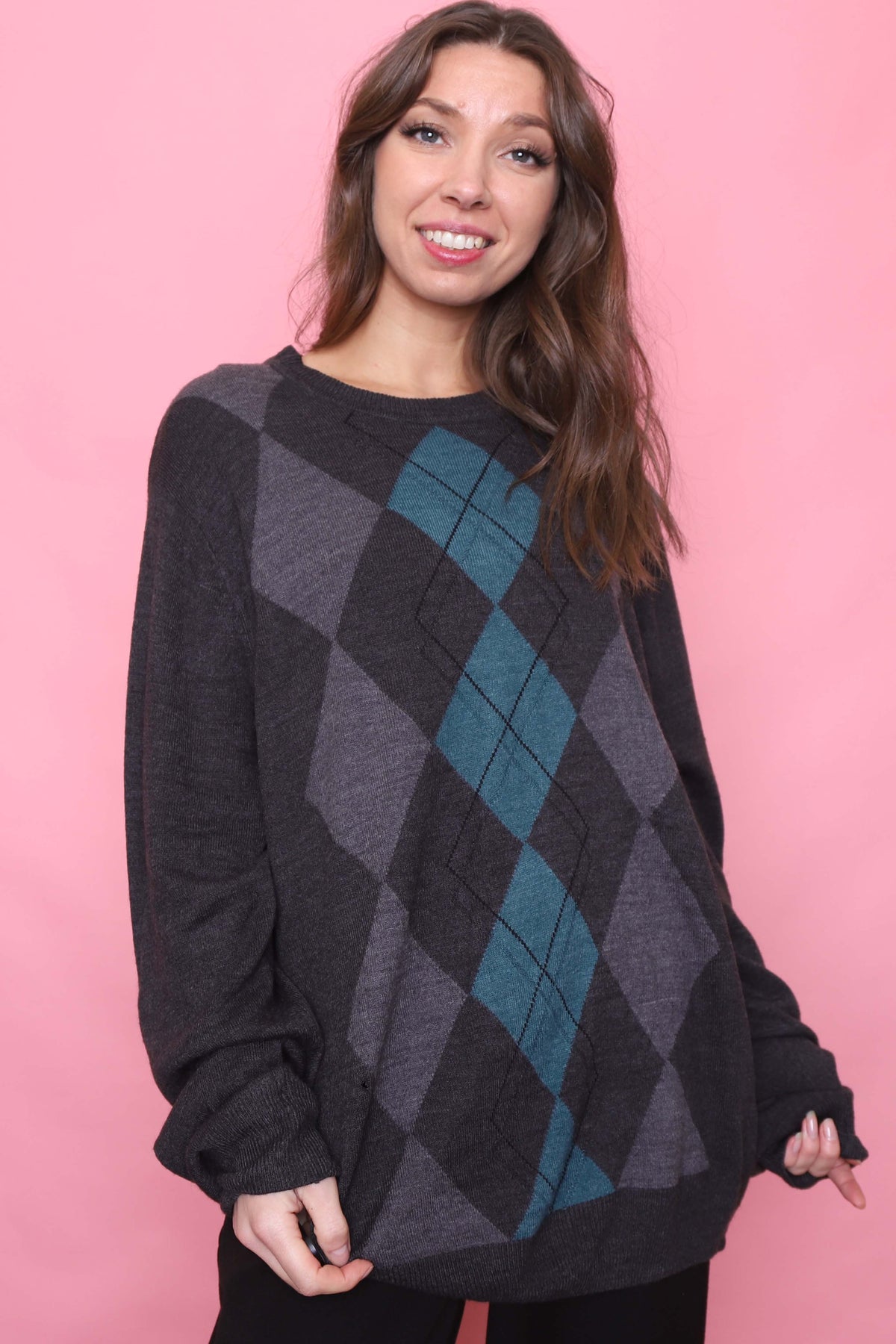 Vintage Argyle Pattern Knitted Jumper