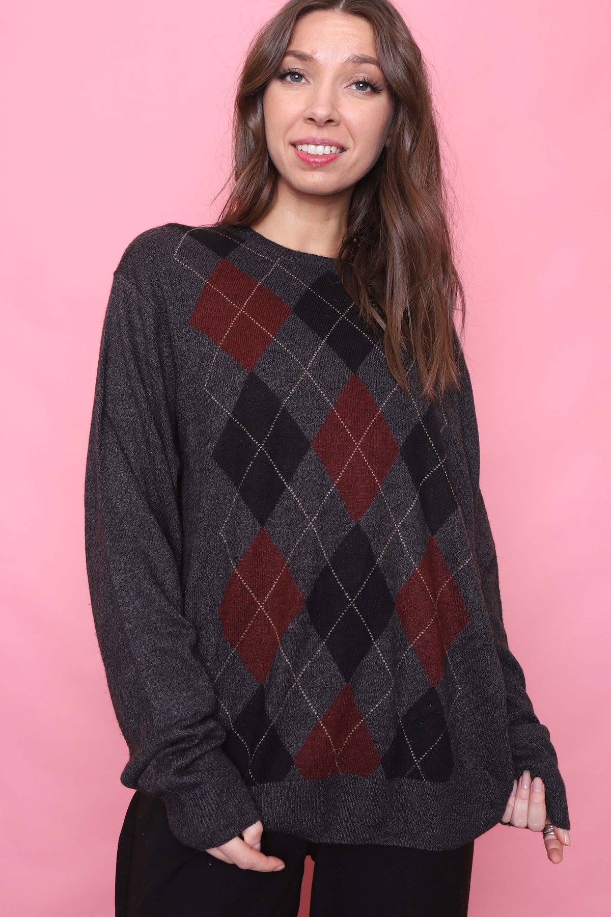 Vintage Argyle Pattern Knitted Jumper