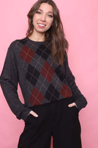 Vintage Argyle Pattern Knitted Jumper