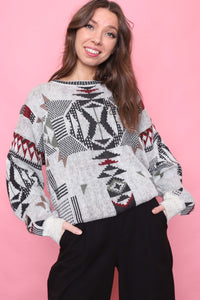 Vintage Patterned Knitted Jumper