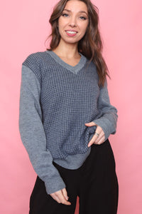 Vintage Patterned Knitted V Neck Jumper