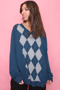 Banana Republic Argyle Pattern Knitted V Neck Jumper