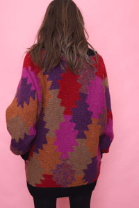 Vintage Patterned Knitted Cardigan