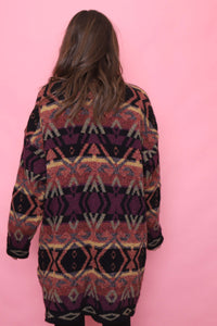 Vintage Patterned Knitted Wool Cardigan