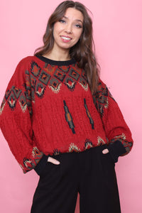 Vintage Patterned Knitted Jumper