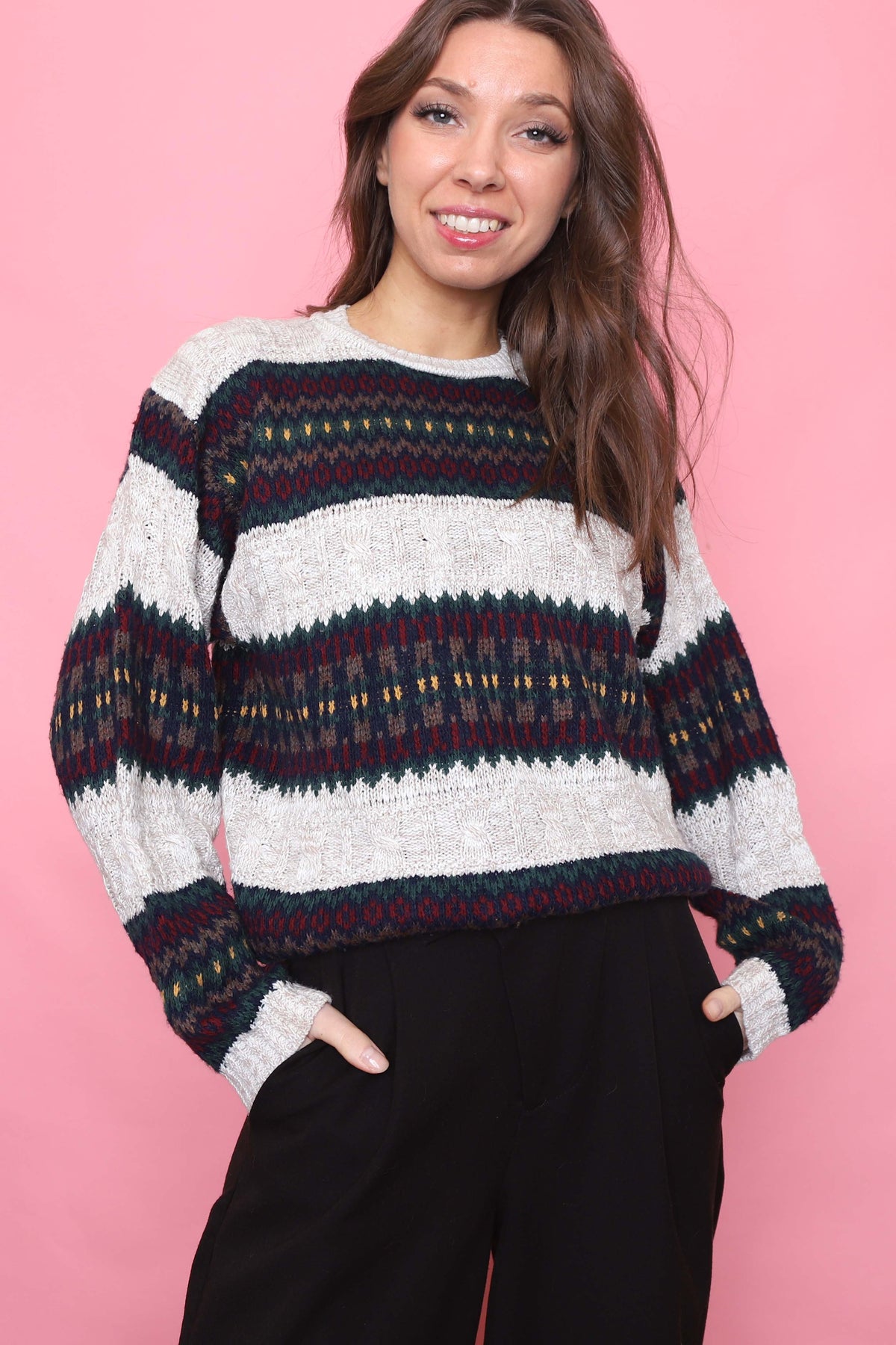 Vintage Patterned Knitted Jumper