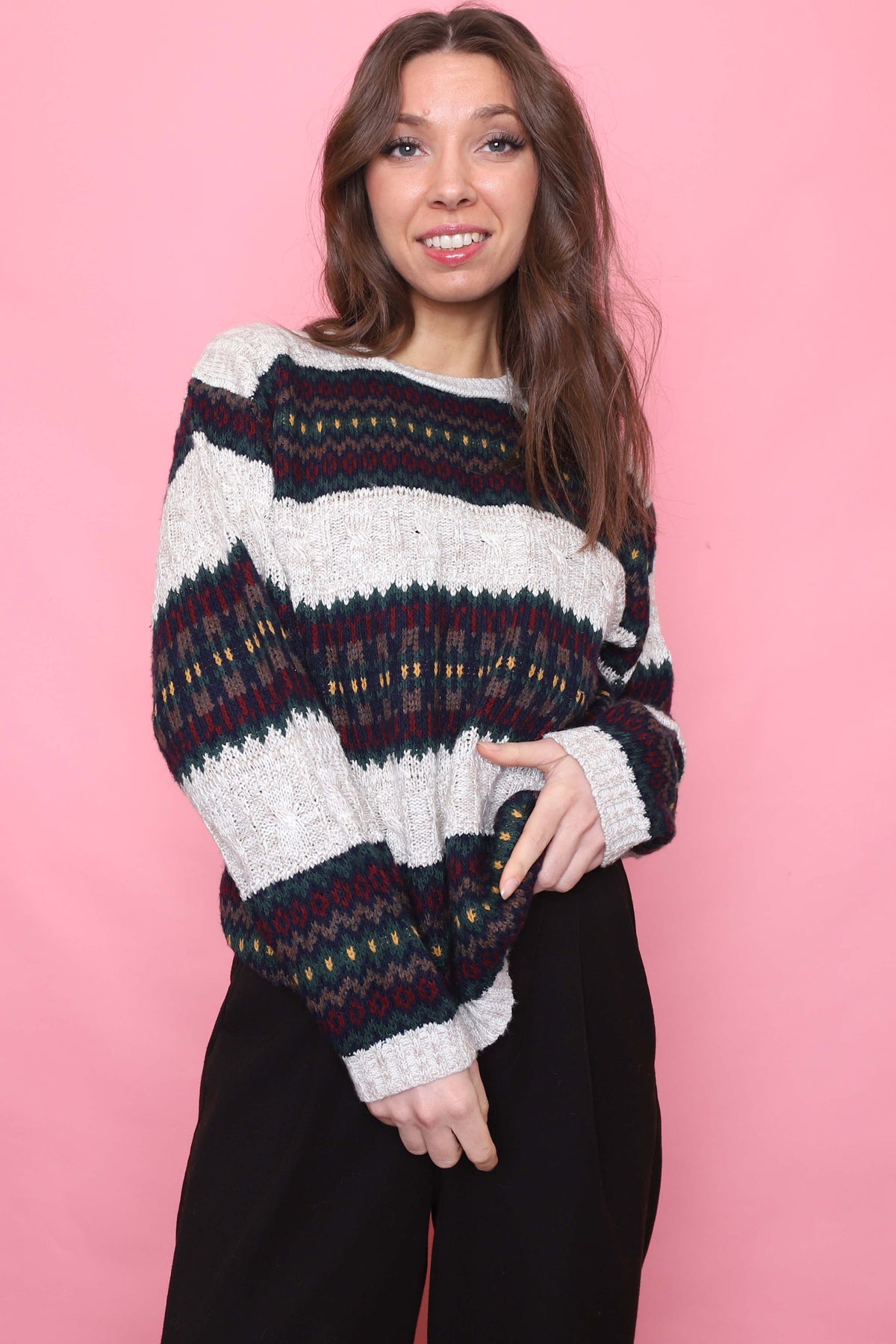 Vintage Patterned Knitted Jumper