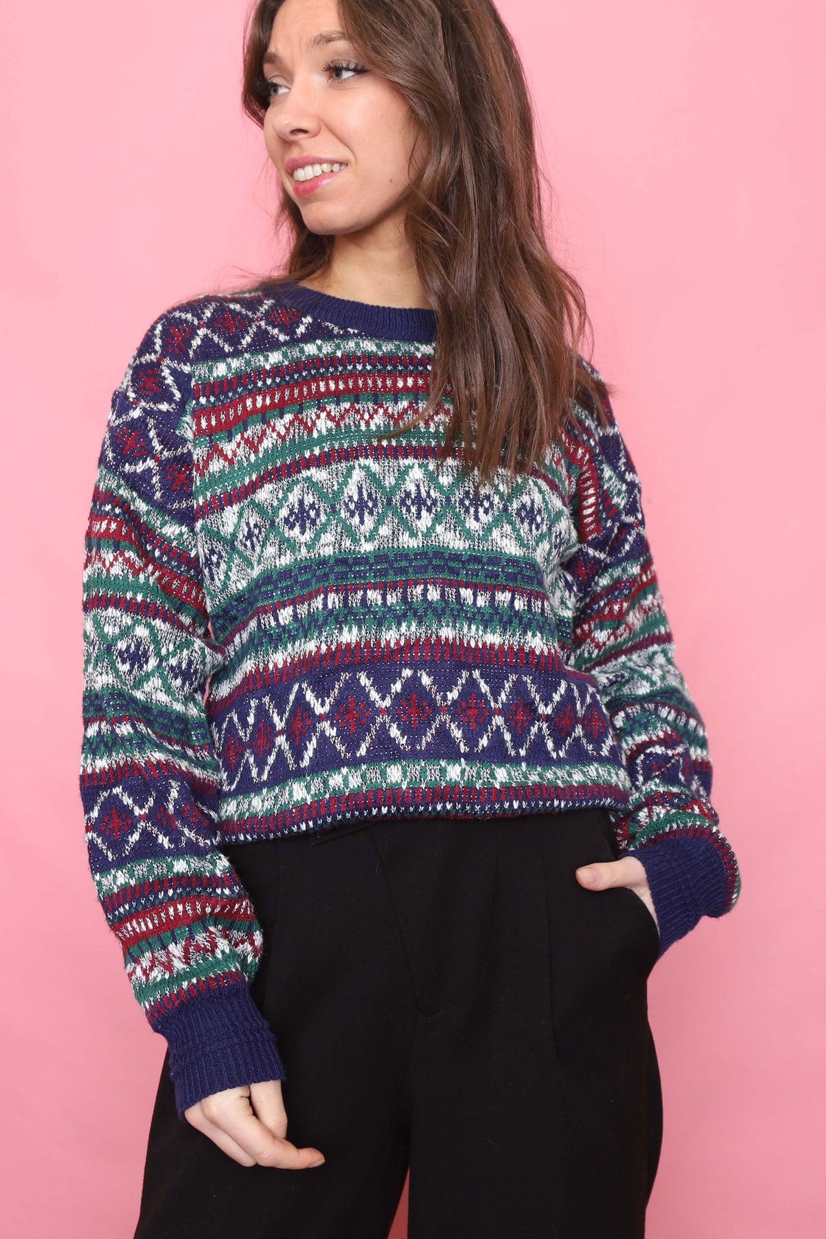 Vintage Patterned Knitted Jumper