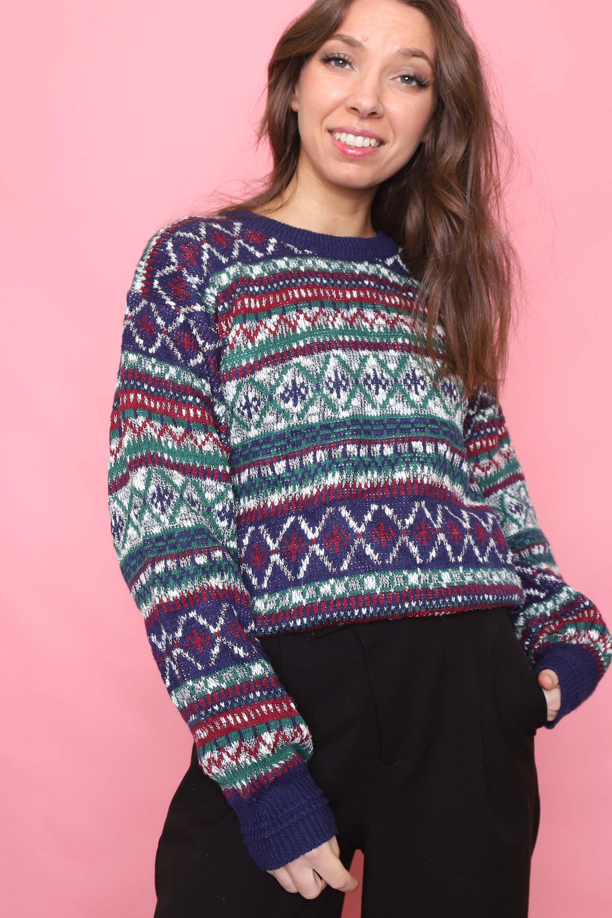 Vintage Patterned Knitted Jumper