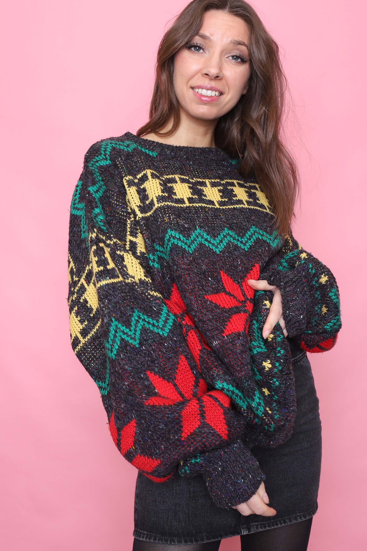 Vintage Patterned Knitted Jumper