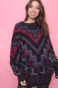 Vintage Patterned Knitted Jumper