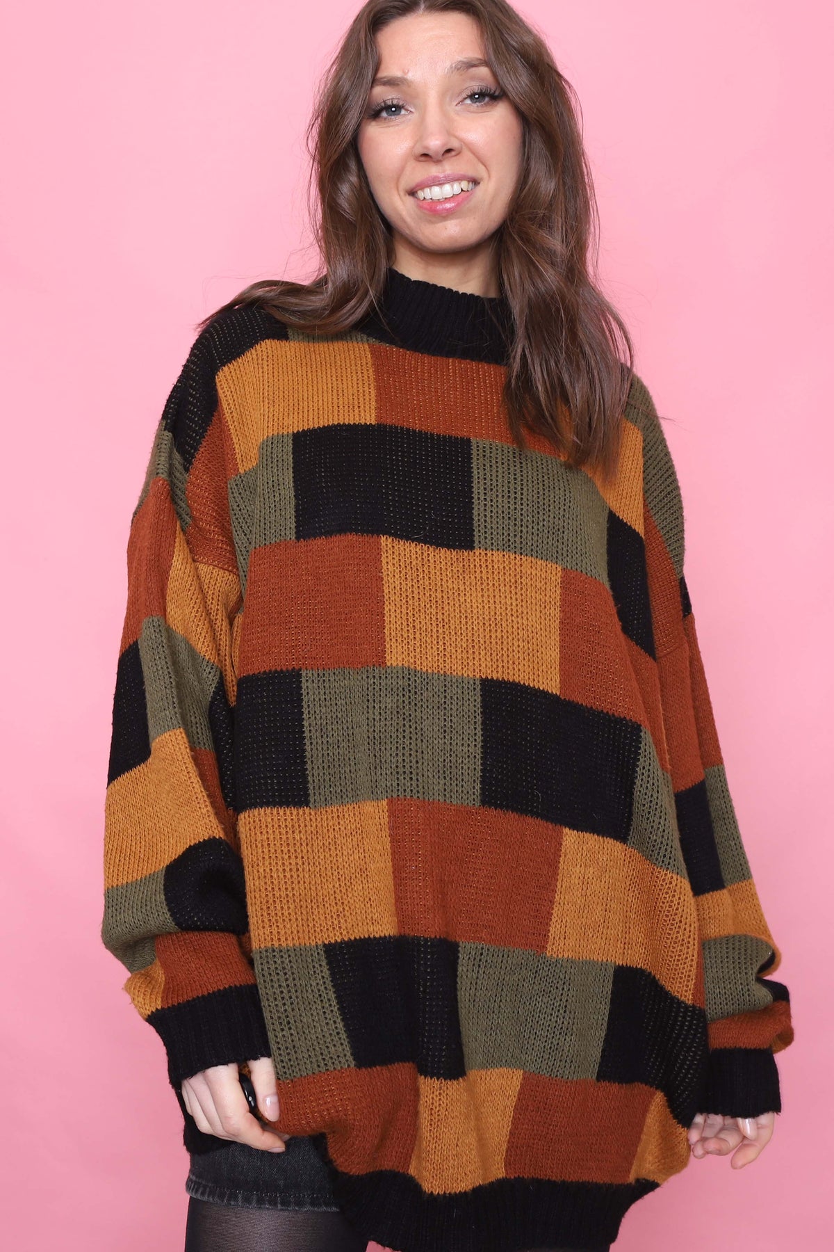 Vintage Colour Block Knitted Jumper