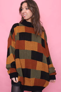 Vintage Colour Block Knitted Jumper