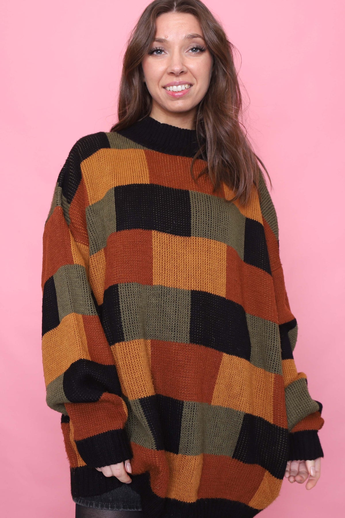 Vintage Colour Block Knitted Jumper