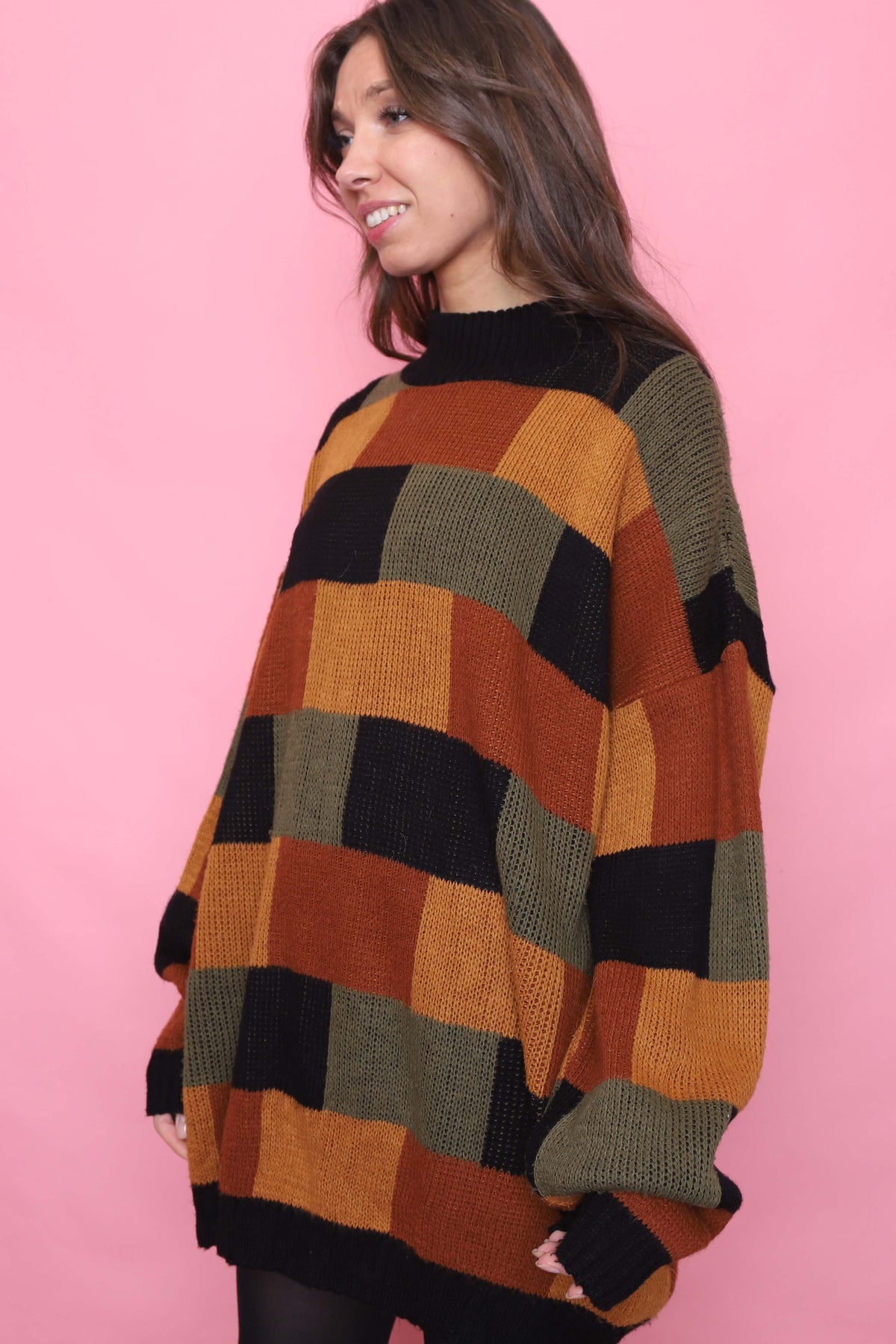 Vintage Colour Block Knitted Jumper