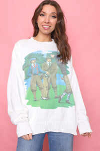 Vintage Golf Picture Knitted Jumper