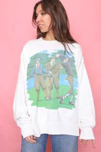 Vintage Golf Picture Knitted Jumper