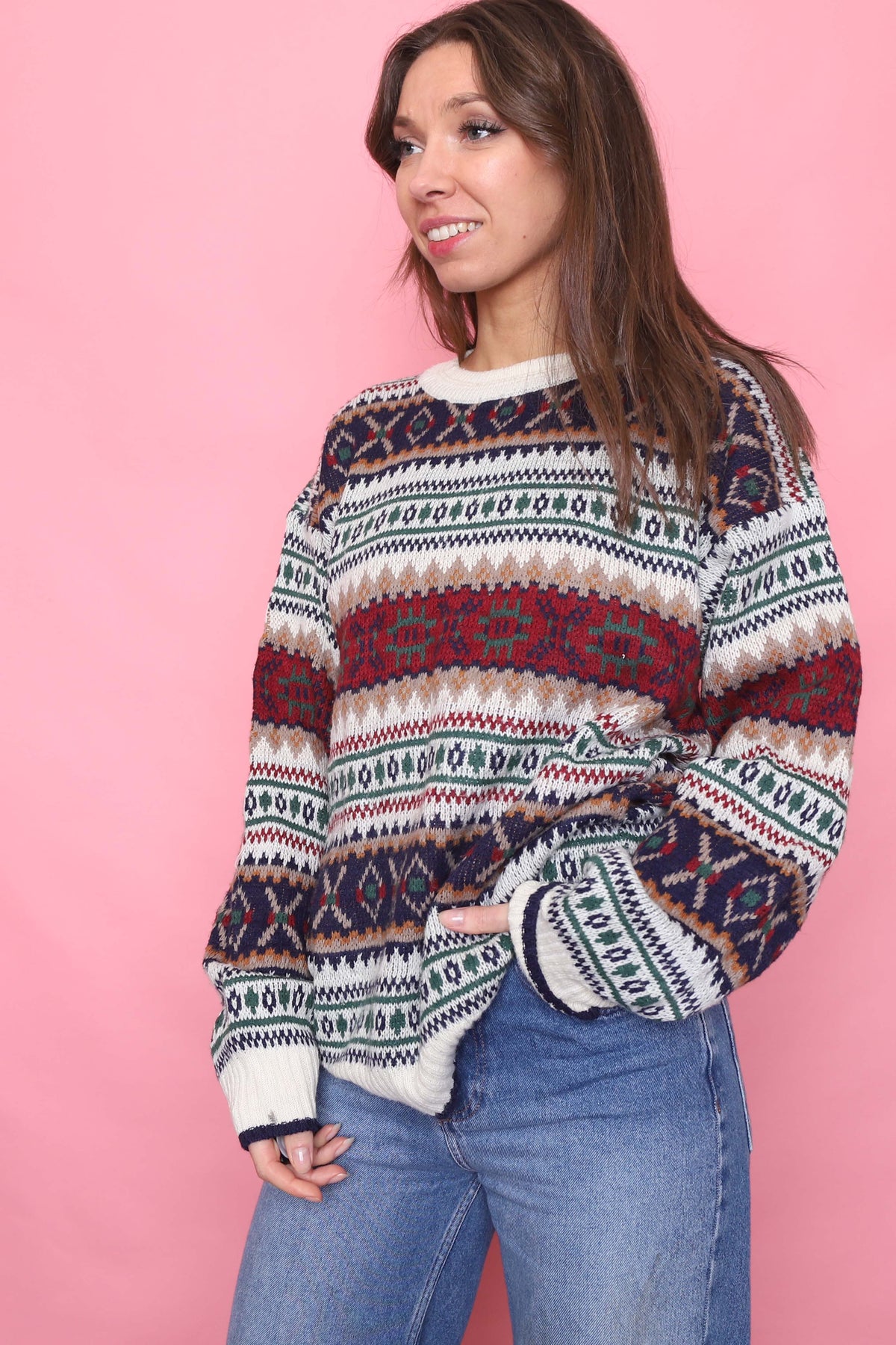 Vintage Patterned Knitted Jumper