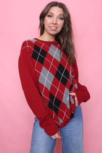 Vintage Argyle Pattern Knitted Jumper