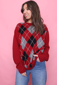 Vintage Argyle Pattern Knitted Jumper