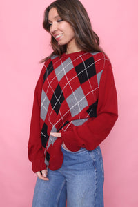 Vintage Argyle Pattern Knitted Jumper