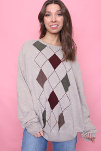 Vintage Argyle Pattern Knitted Jumper