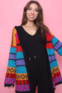 Vintage Multi Colour Patterned Knitted Cardigan