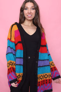 Vintage Multi Colour Patterned Knitted Cardigan