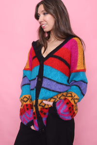 Vintage Multi Colour Patterned Knitted Cardigan