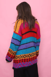 Vintage Multi Colour Patterned Knitted Cardigan