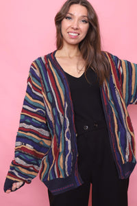 Vintage Coogi Style Multi Colour Knitted Cardigan