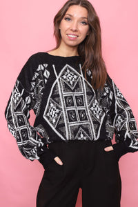 Vintage Patterned Knitted Jumper