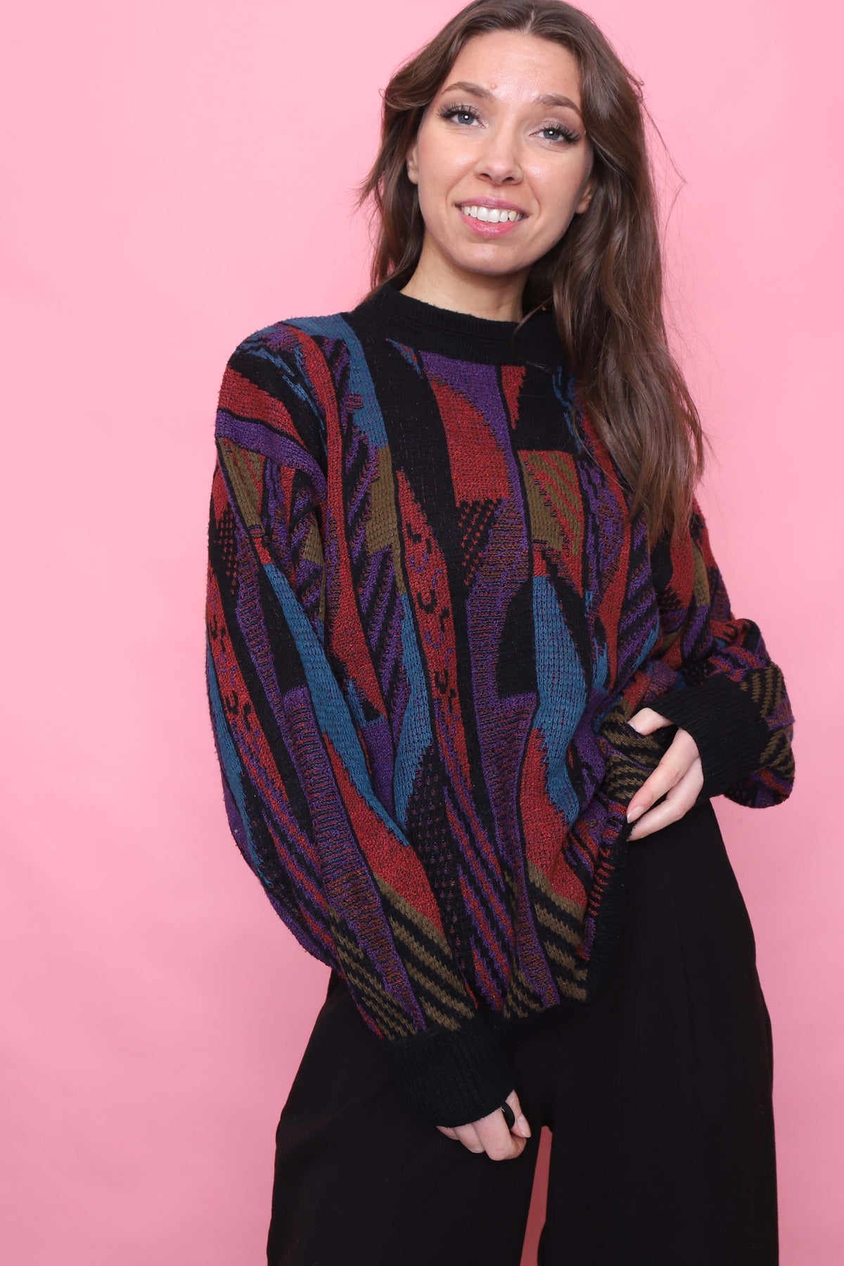 Vintage Colourful Patterned Knitted Jumper