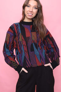 Vintage Colourful Patterned Knitted Jumper