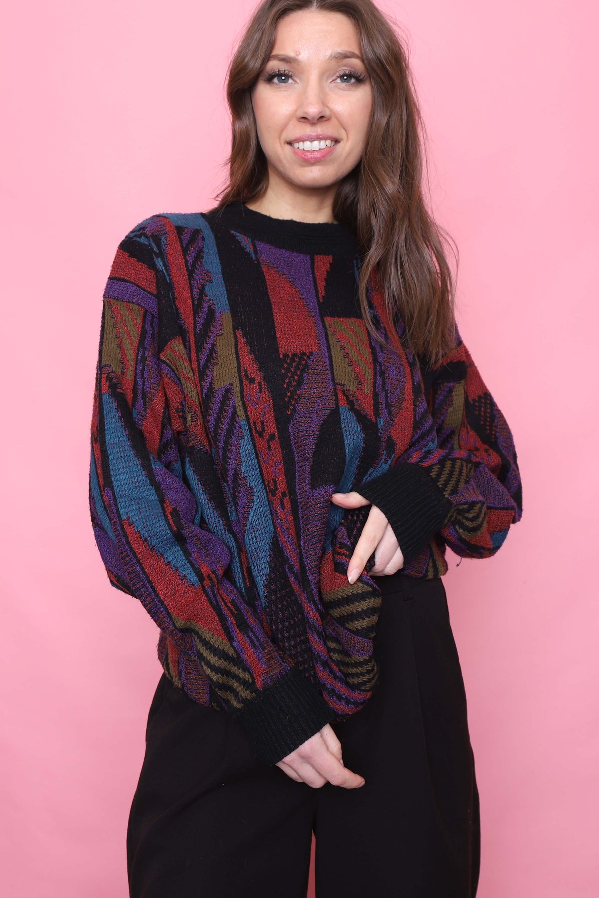 Vintage Colourful Patterned Knitted Jumper