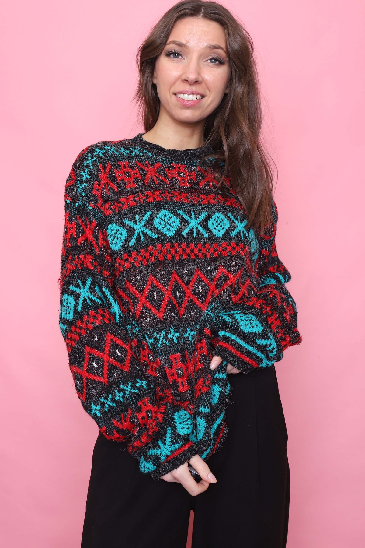 Vintage Patterned Knitted Jumper