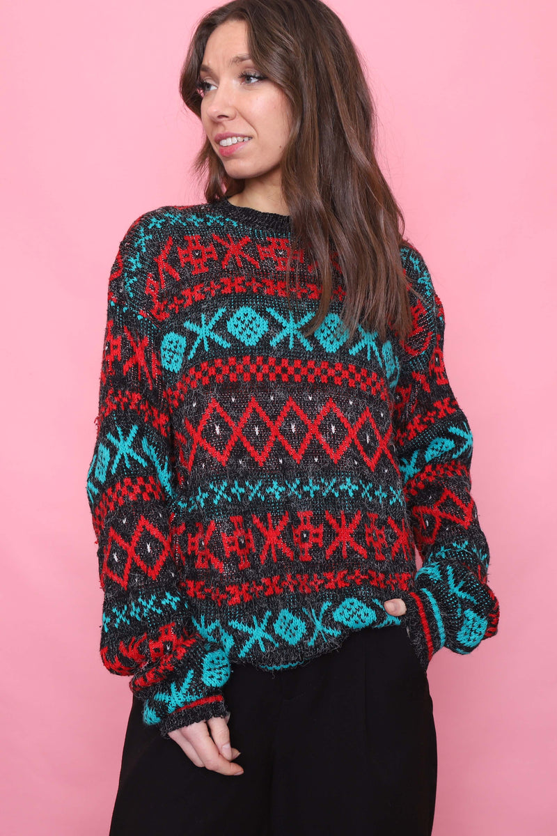 Vintage Patterned Knitted Jumper