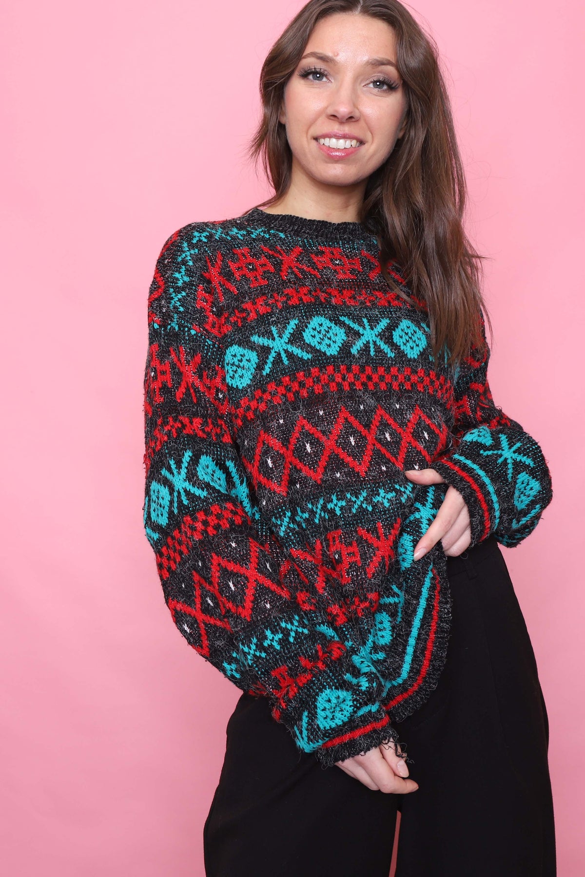 Vintage Patterned Knitted Jumper