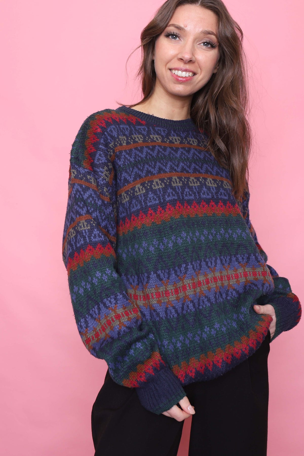 Vintage Patterned Knitted Jumper