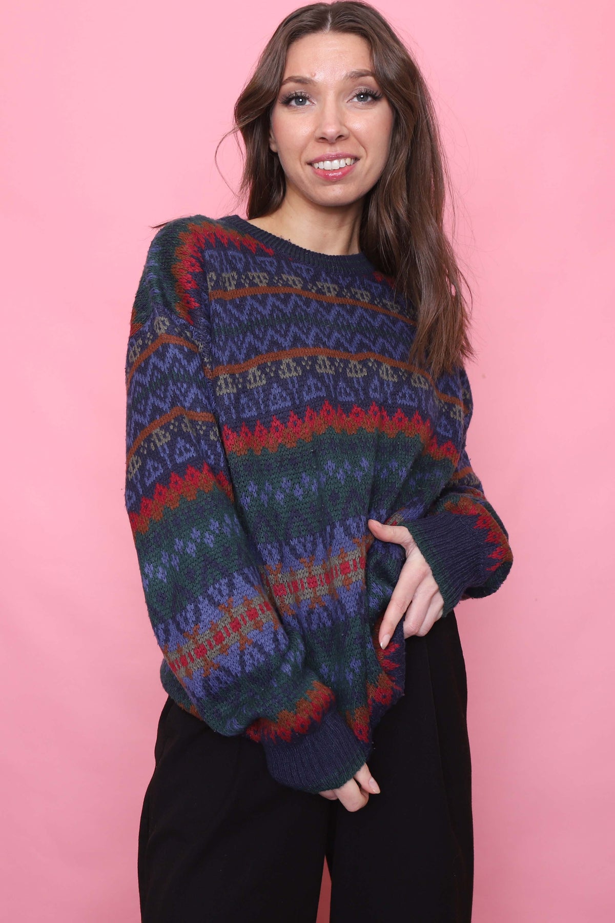 Vintage Patterned Knitted Jumper