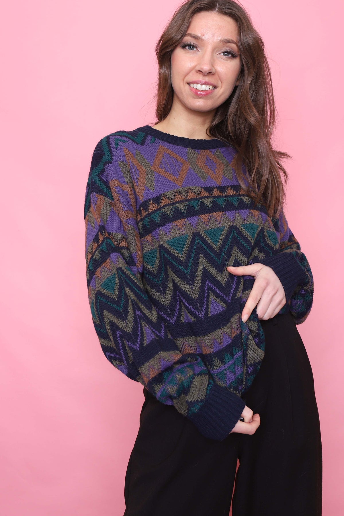 Vintage Patterned Knitted Jumper