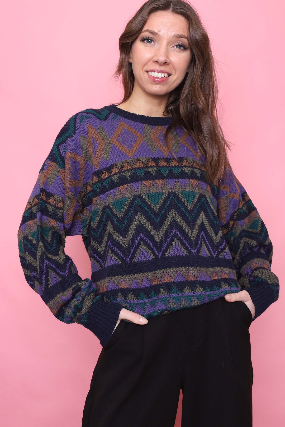 Vintage Patterned Knitted Jumper